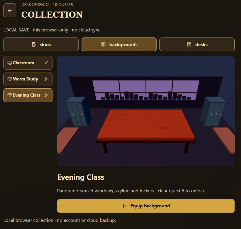 Pen Fight Evening Class background preview with classroom desks and windows